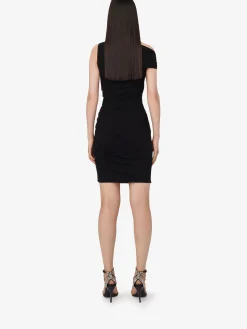 Cheap Alexander McQueen Women's Asymmetric Crystal Knot Cocktail Dress in Black