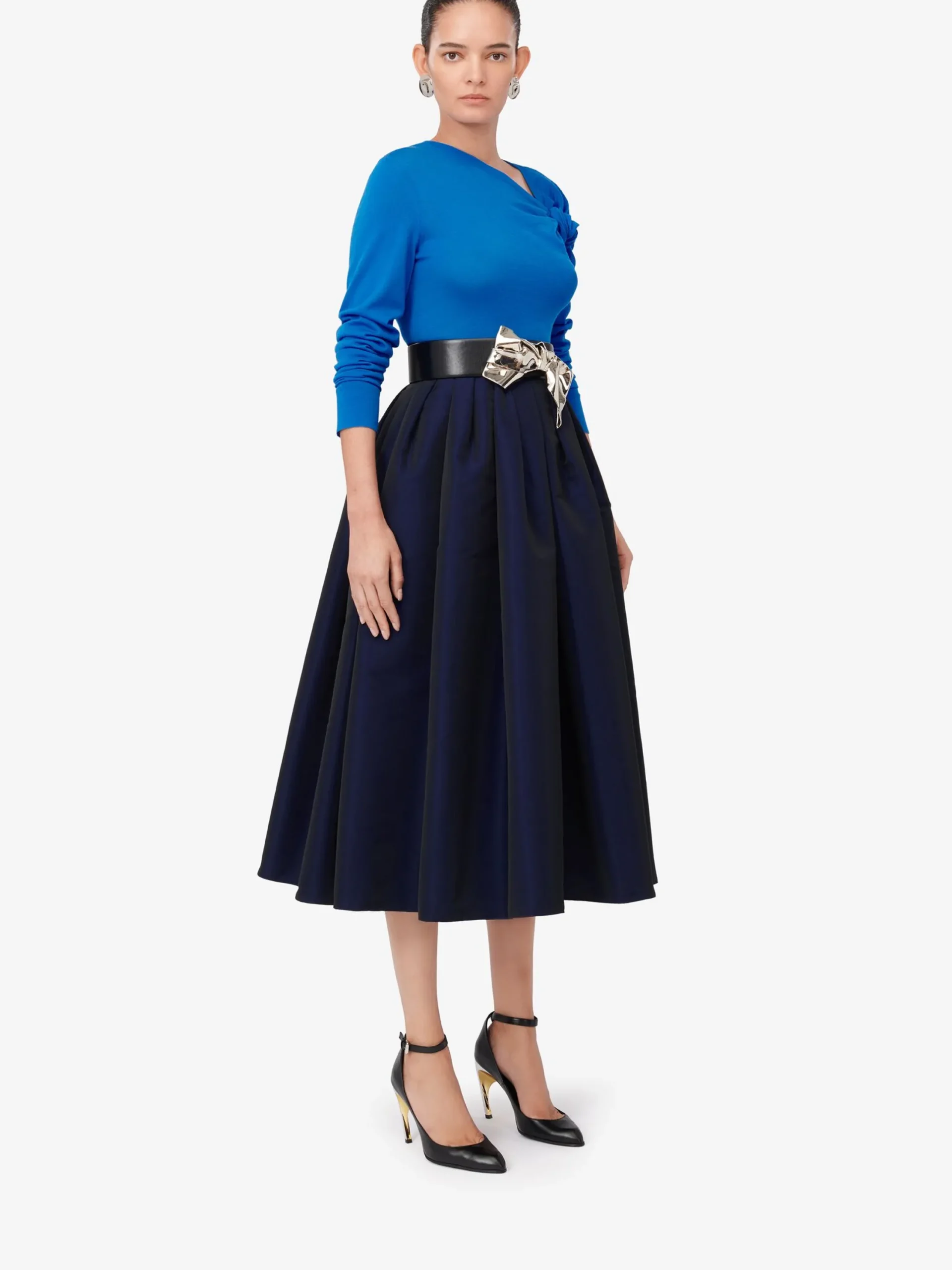 Online Alexander McQueen Women's Asymmetric Knot Jumper in Lapis Blue