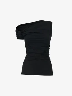 New Alexander McQueen Women's Asymmetric Knot Top in Black