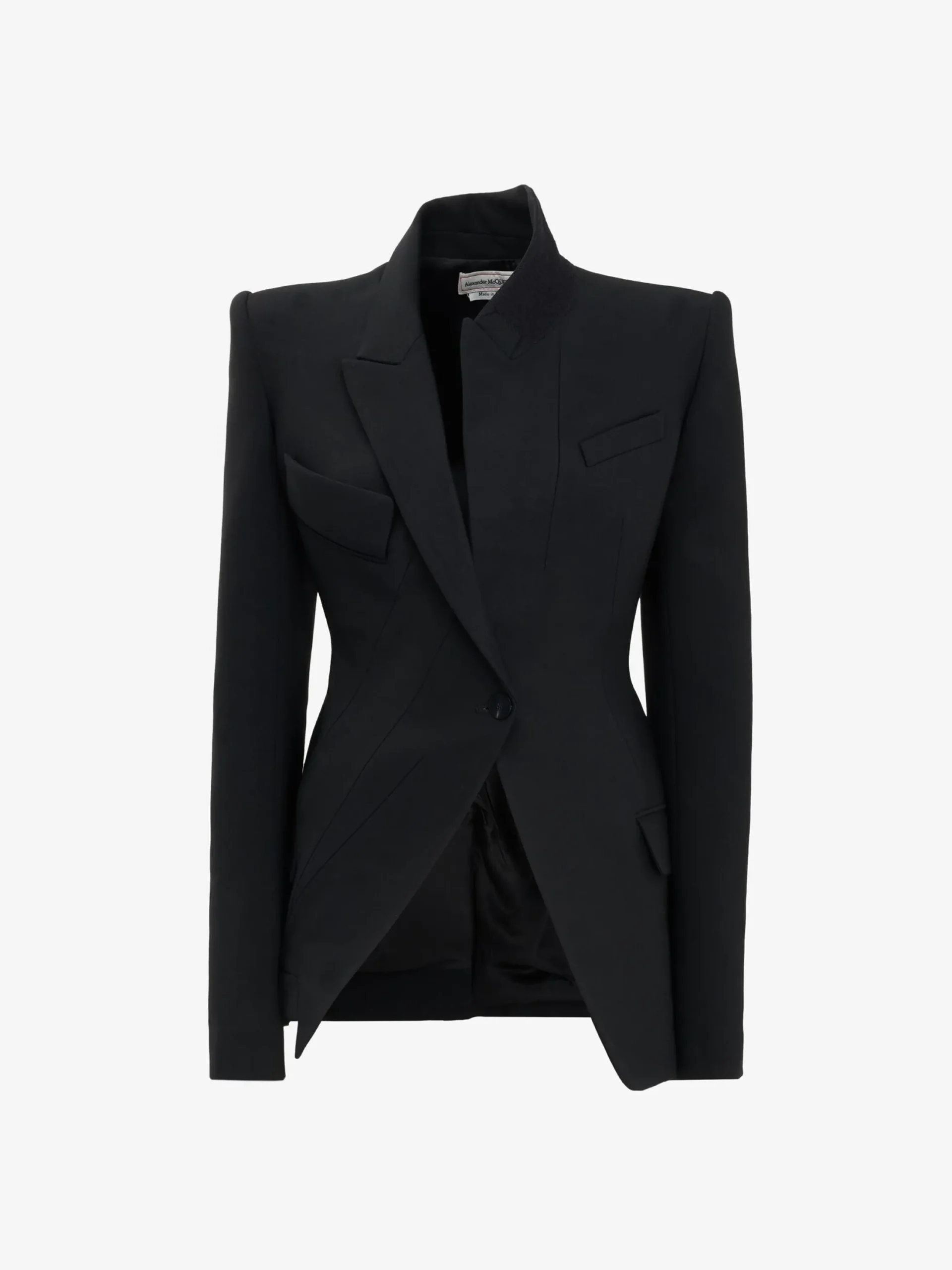 New Alexander McQueen Women's Asymmetric Tailored Jacket in Black