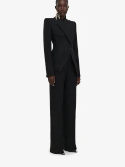 New Alexander McQueen Women's Asymmetric Tailored Jacket in Black