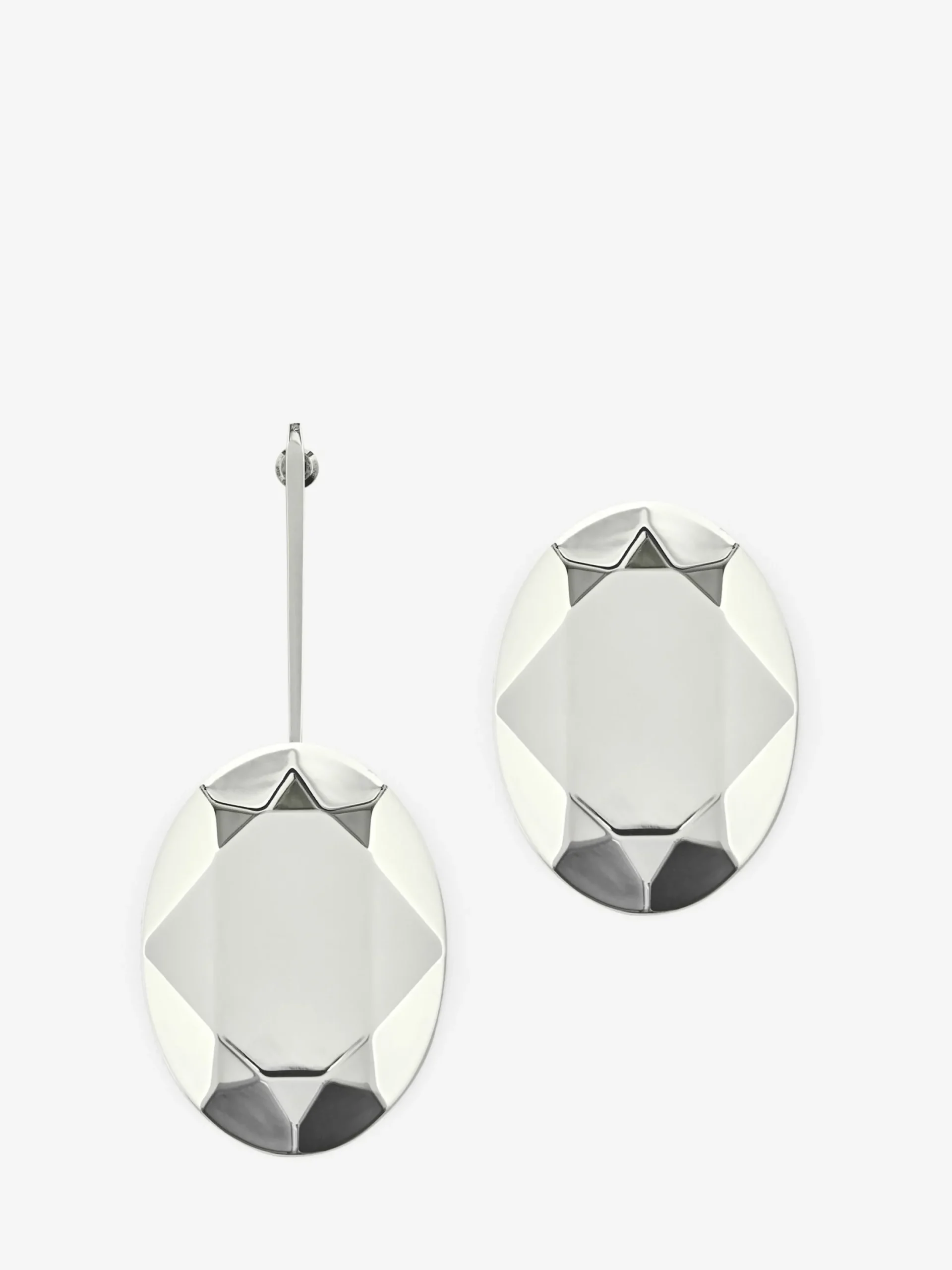 Fashion Alexander McQueen Women's Asymmetrical Faceted Earrings in Antique Silver