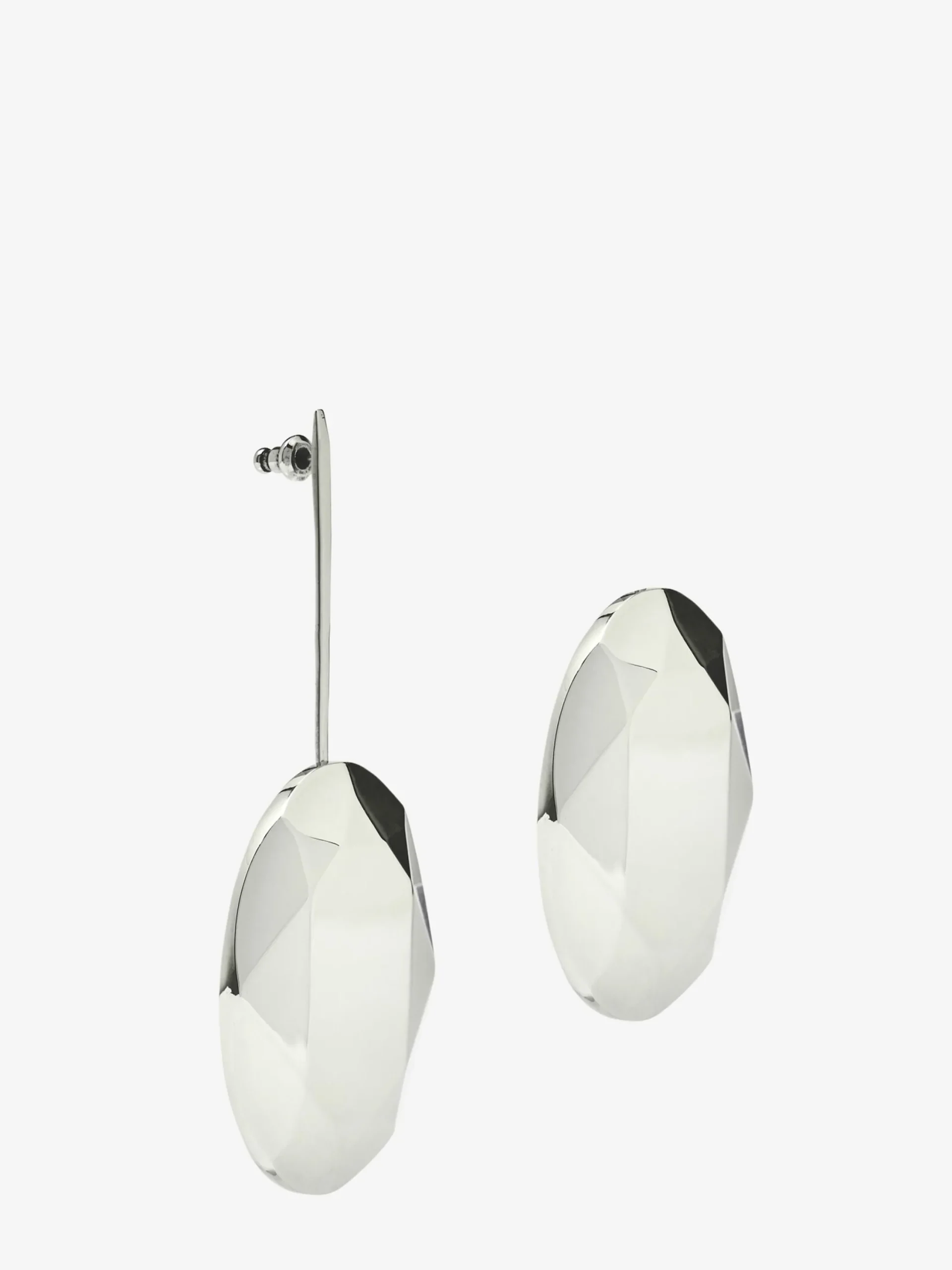 Fashion Alexander McQueen Women's Asymmetrical Faceted Earrings in Antique Silver