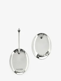 Fashion Alexander McQueen Women's Asymmetrical Faceted Earrings in Antique Silver