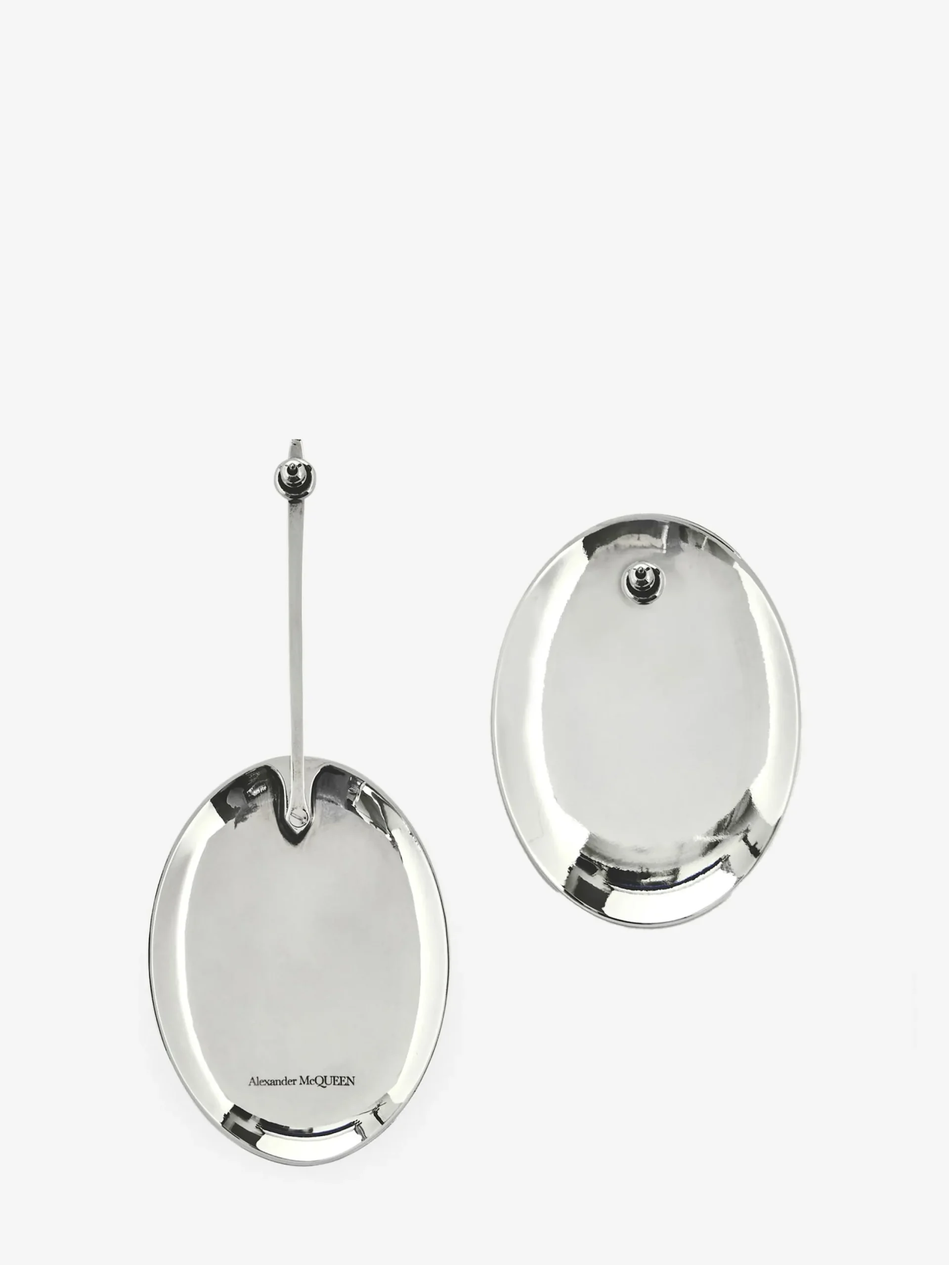 Fashion Alexander McQueen Women's Asymmetrical Faceted Earrings in Antique Silver