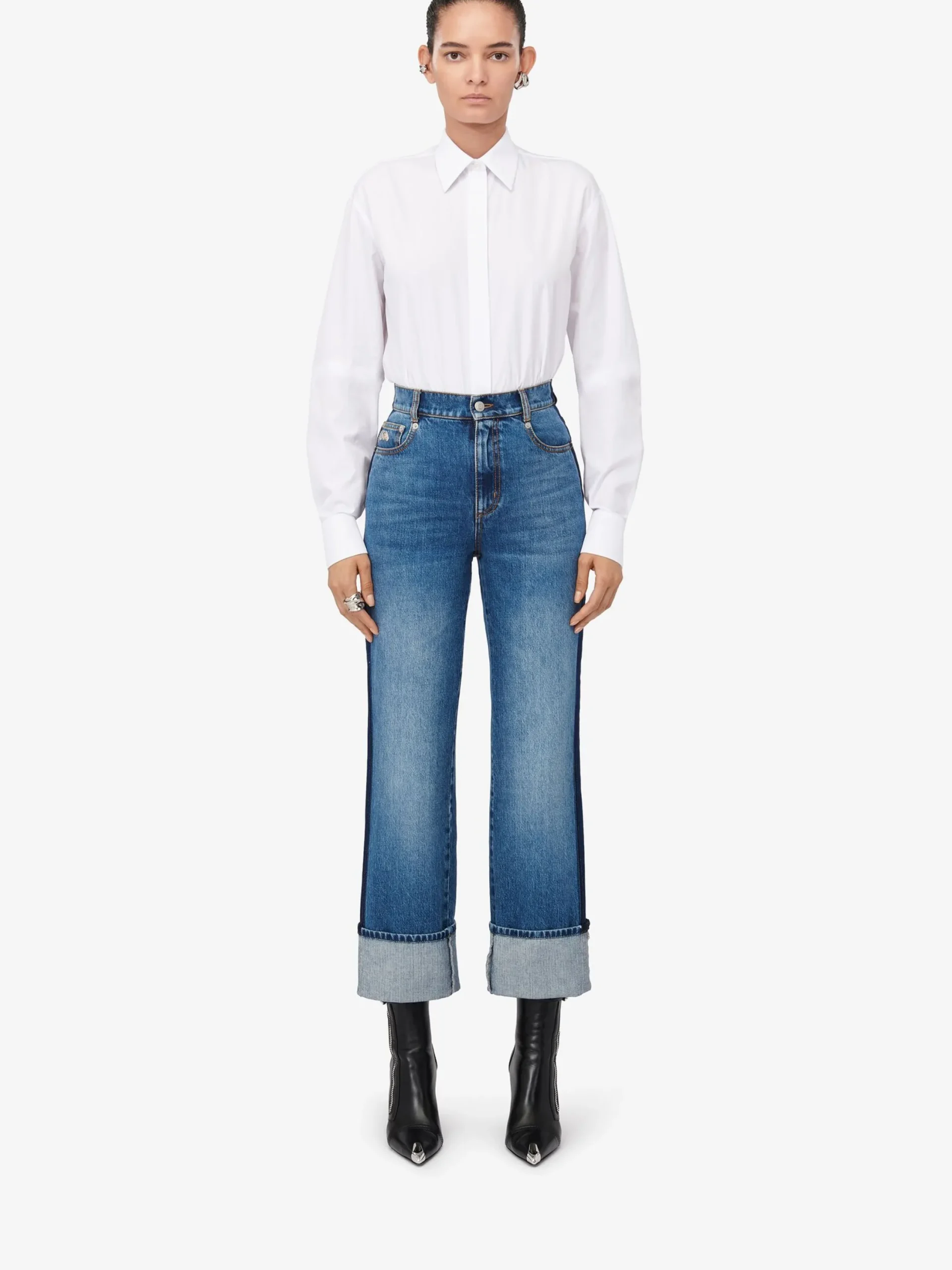 Online Alexander McQueen Women's Baggy Boyfriend Jeans in Washed Blue
