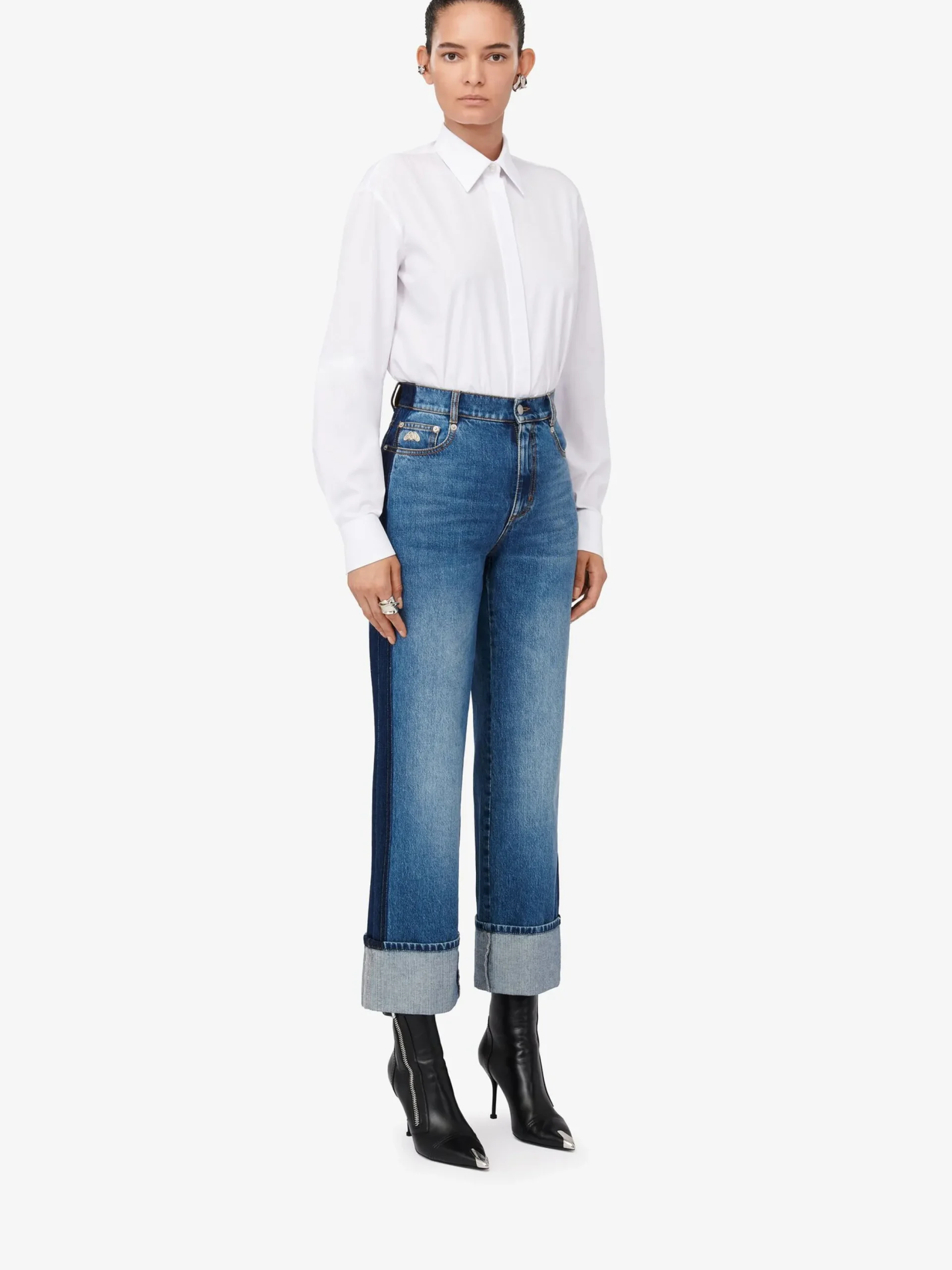 Online Alexander McQueen Women's Baggy Boyfriend Jeans in Washed Blue