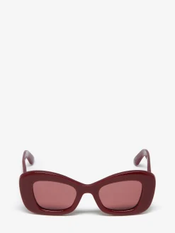 Hot Alexander McQueen Women's Bold Cat-eye Sunglasses in Burgundy