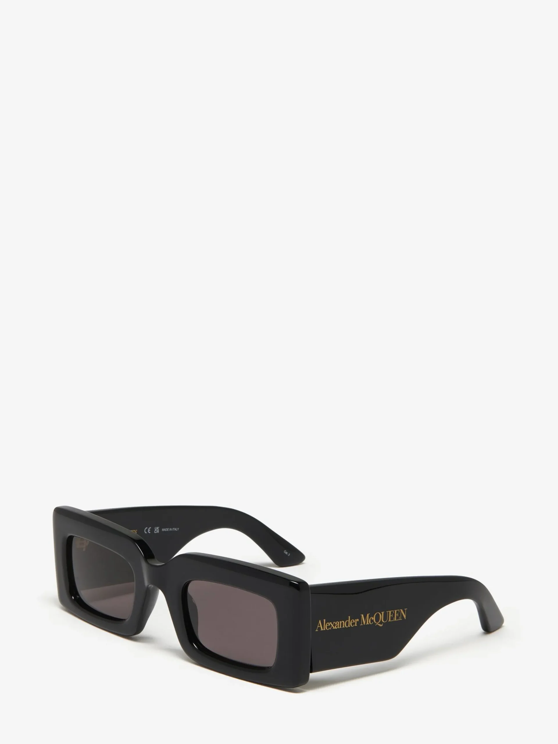 Best Sale Alexander McQueen Women's Bold Rectangular Sunglasses in Black/Smoke