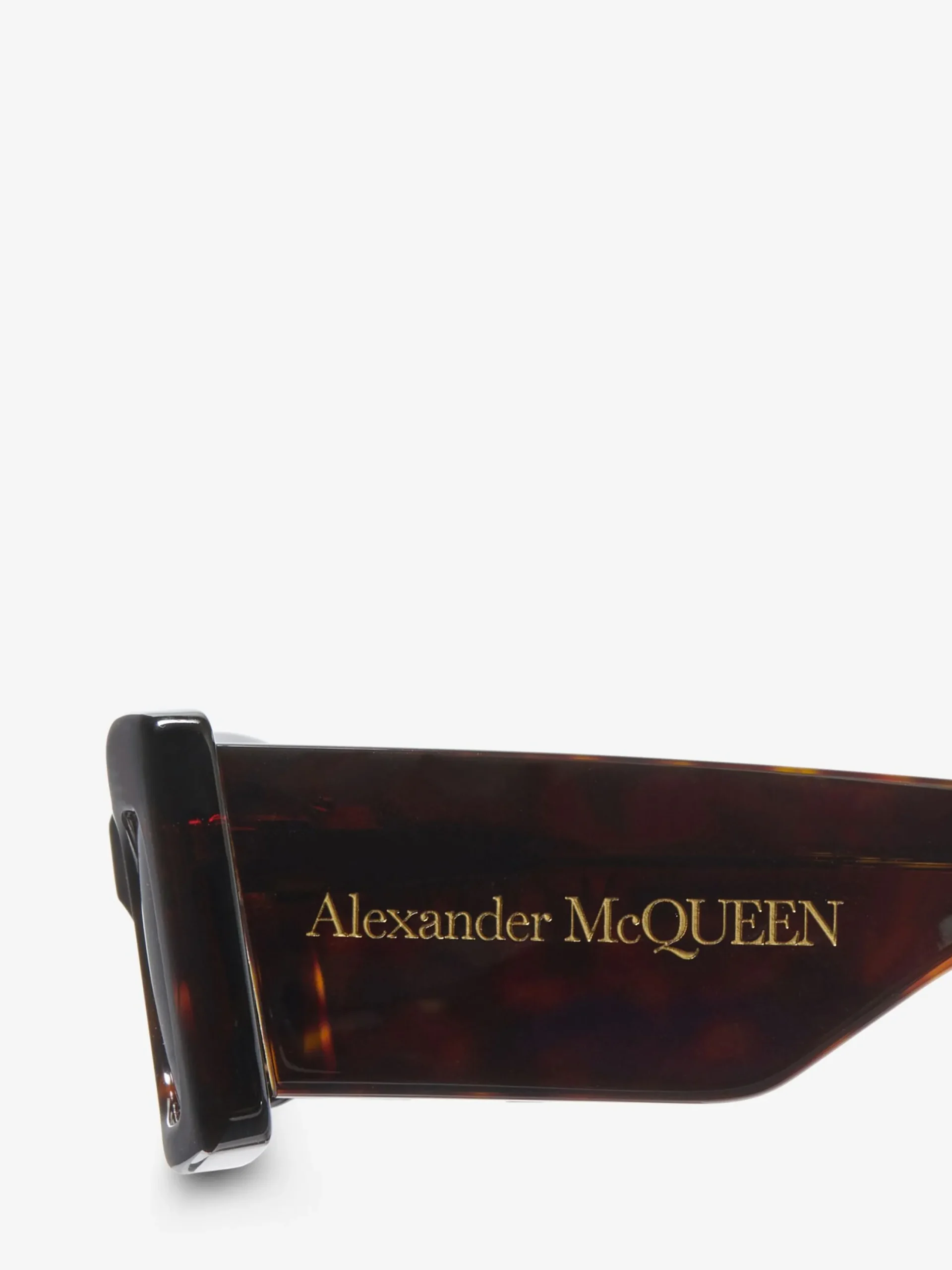 Cheap Alexander McQueen Women's Bold Rectangular Sunglasses in Brown - Havana