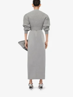 Best Sale Alexander McQueen Women's Bow Detail Slim Skirt in Silver