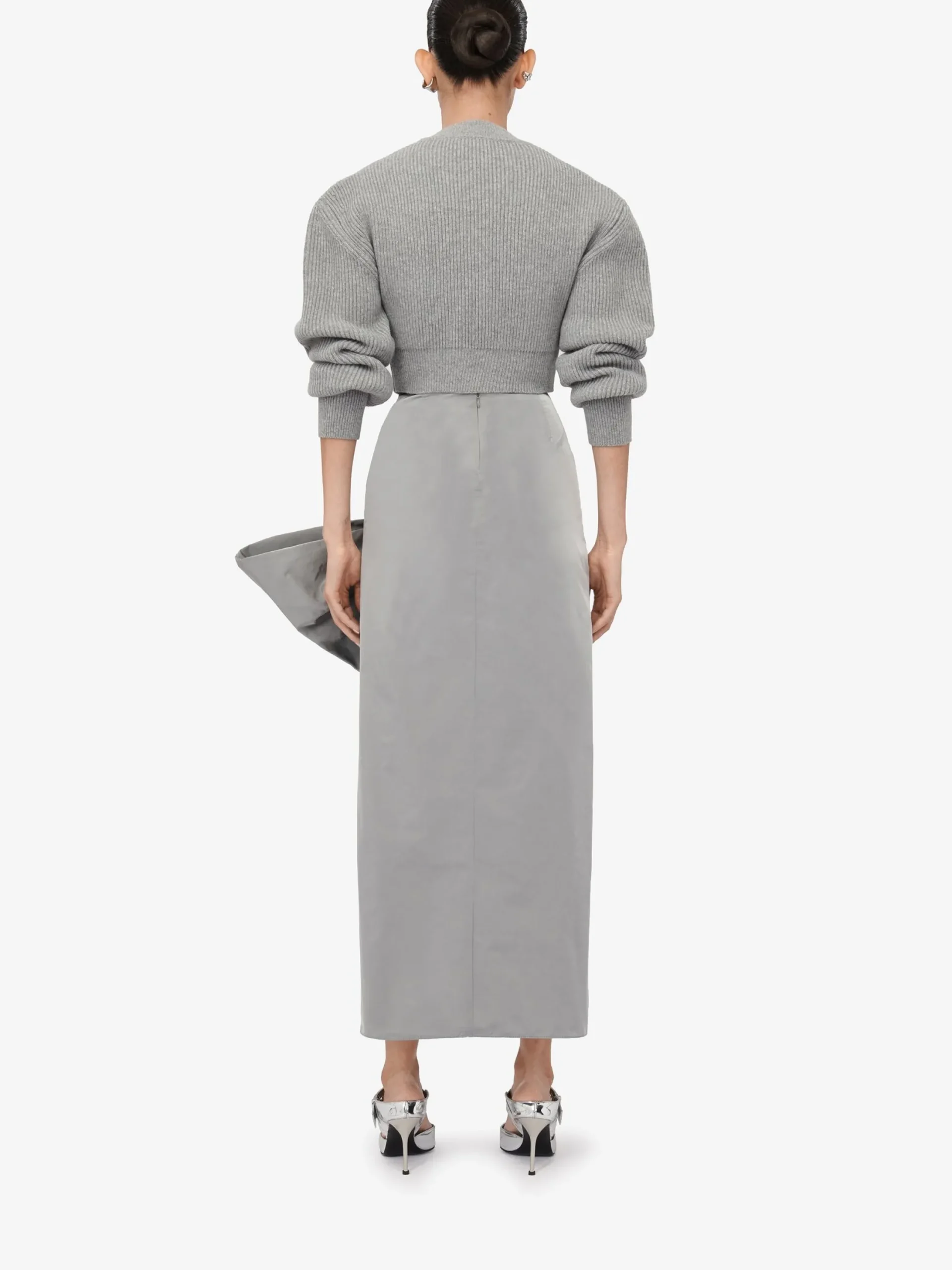 Best Sale Alexander McQueen Women's Bow Detail Slim Skirt in Silver
