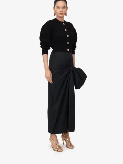 Outlet Alexander McQueen Women's Bow Detail Slim Skirt in Black