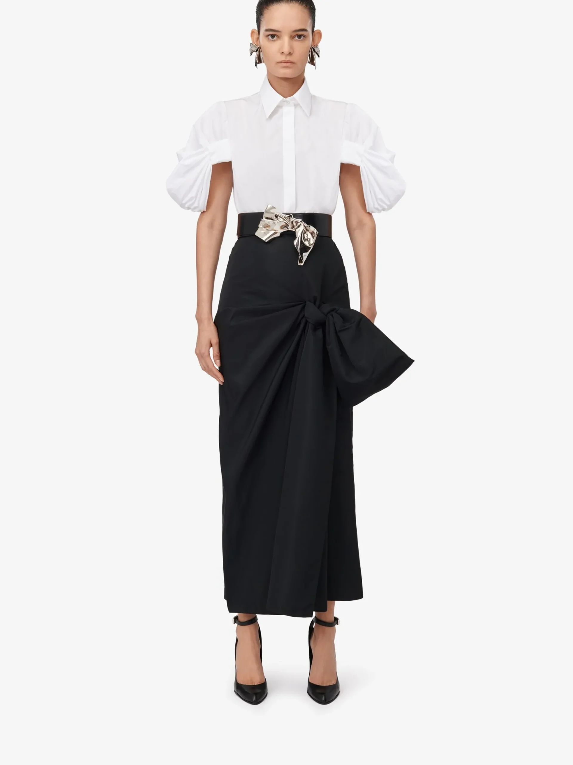 Outlet Alexander McQueen Women's Bow Detail Slim Skirt in Black