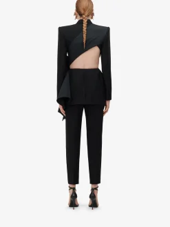 Store Alexander McQueen Women's Bow Slashed Jacket in Black
