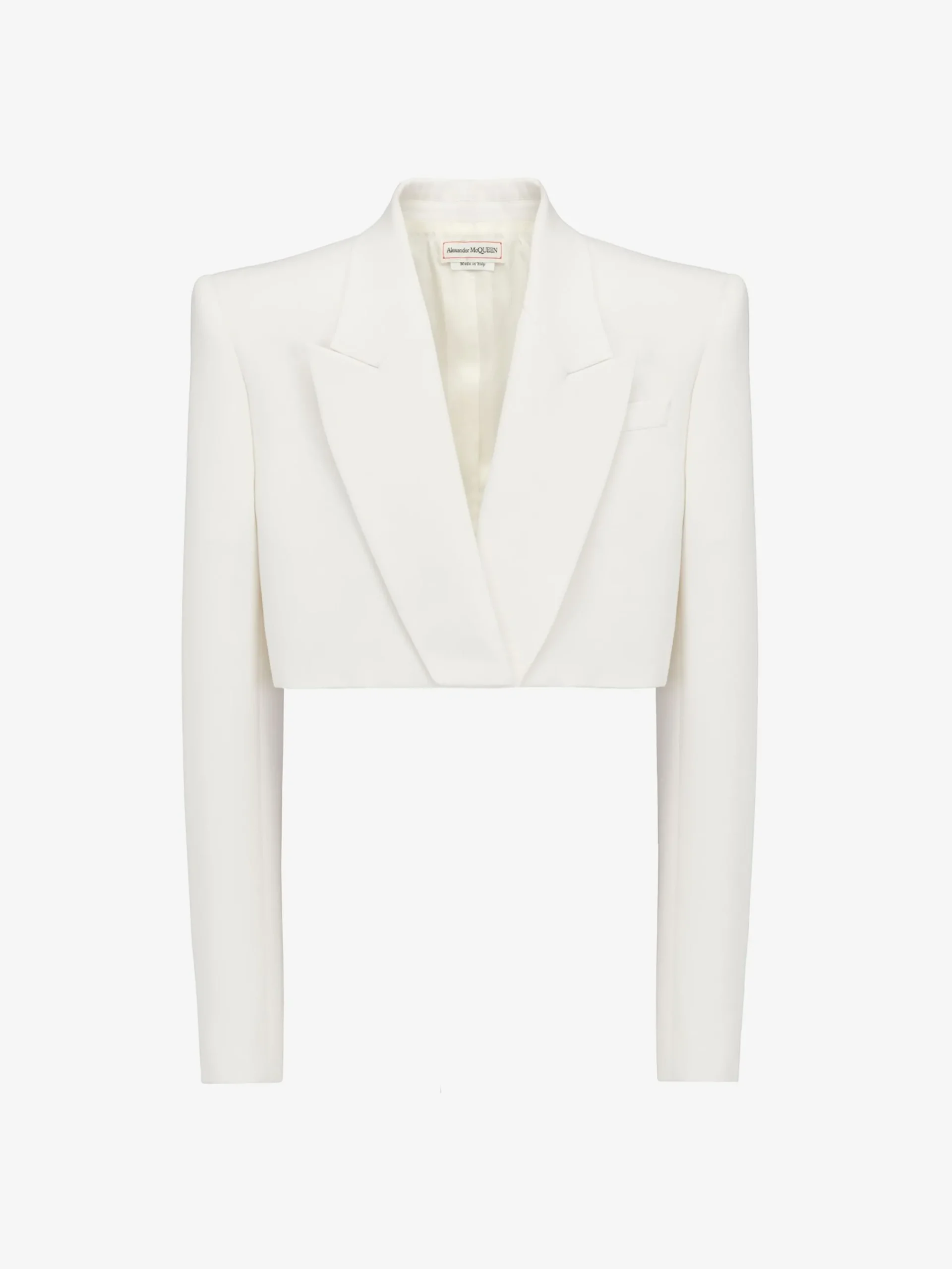 Sale Alexander McQueen Women's Boxy Cropped Jacket in Soft White