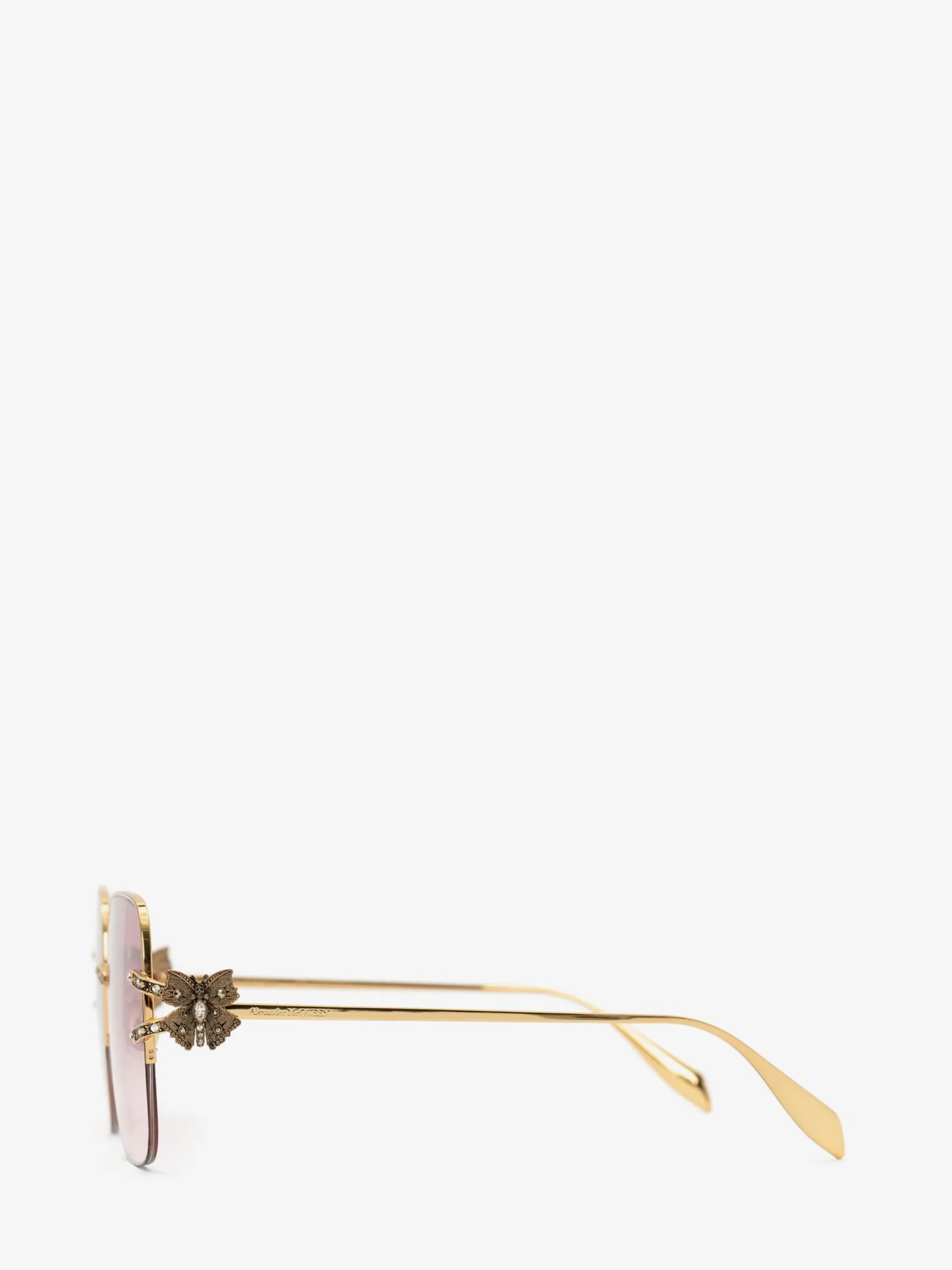 Best Alexander McQueen Women's Butterfly Jewelled Square Sunglasses in Gold/Red