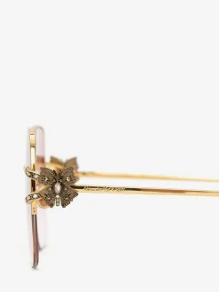 Best Alexander McQueen Women's Butterfly Jewelled Square Sunglasses in Gold/Red