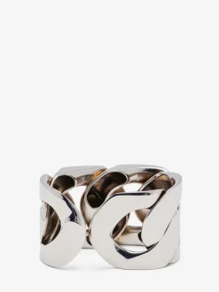 Outlet Alexander McQueen Women's Chain Double Ring in Antique Silver
