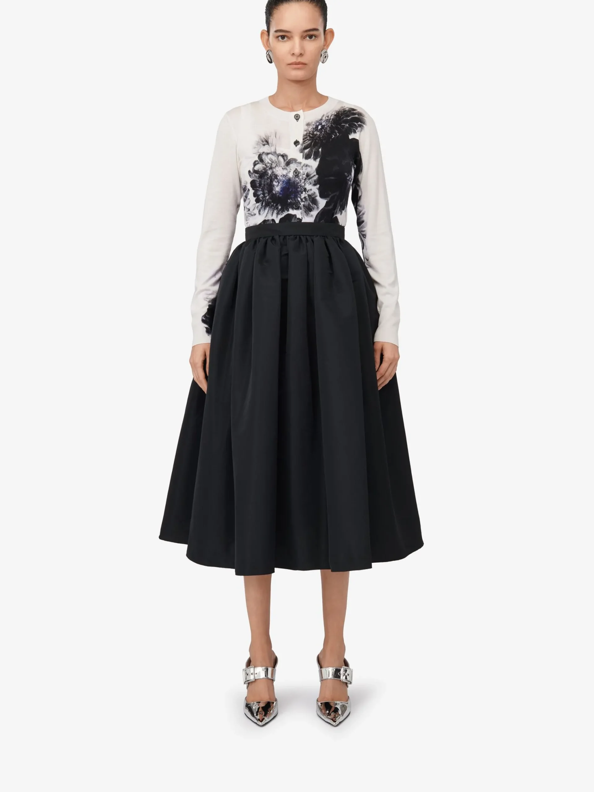 Flash Sale Alexander McQueen Women's Chiaroscuro Cardigan in White/Black/Blue
