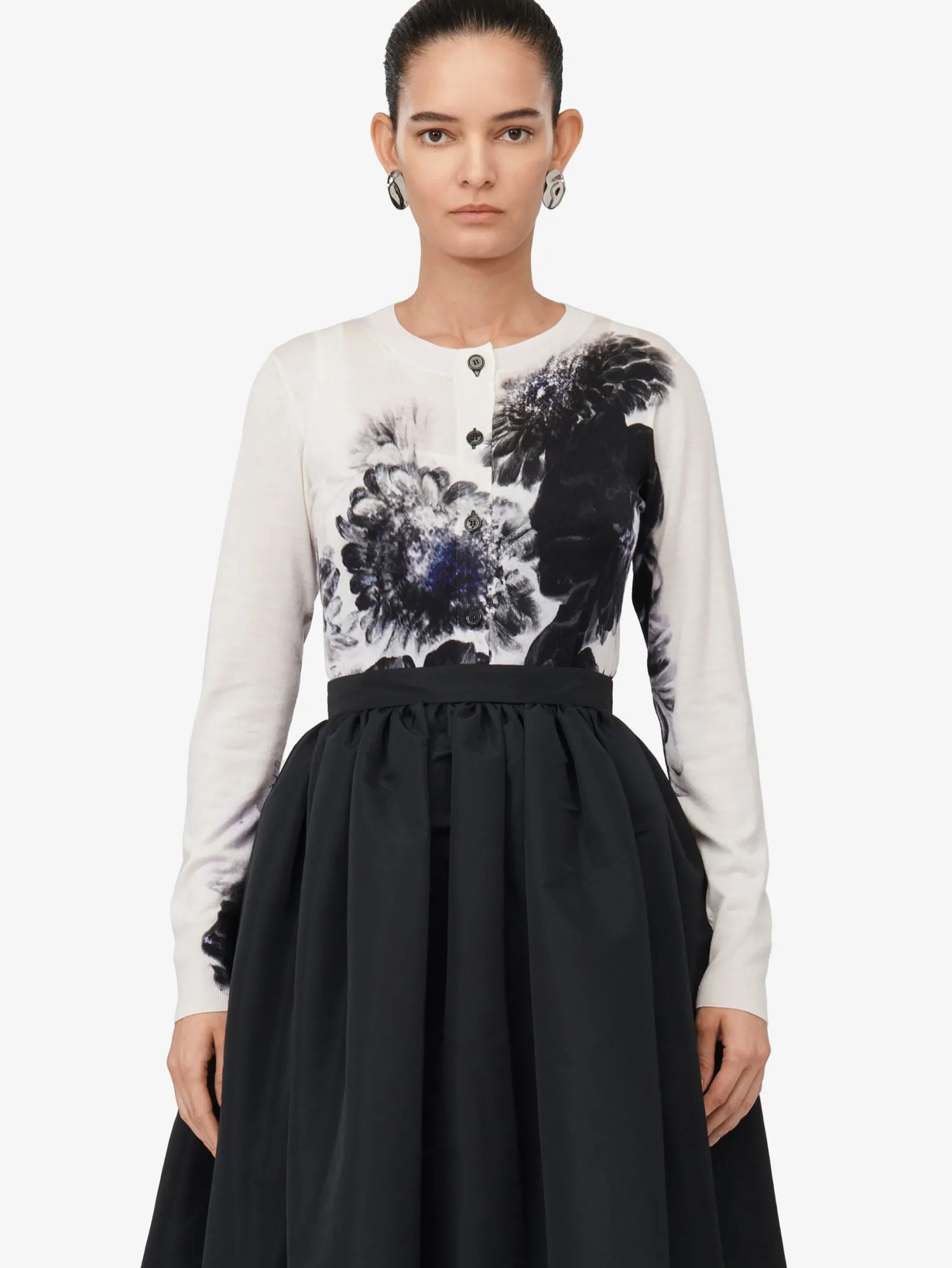 Flash Sale Alexander McQueen Women's Chiaroscuro Cardigan in White/Black/Blue