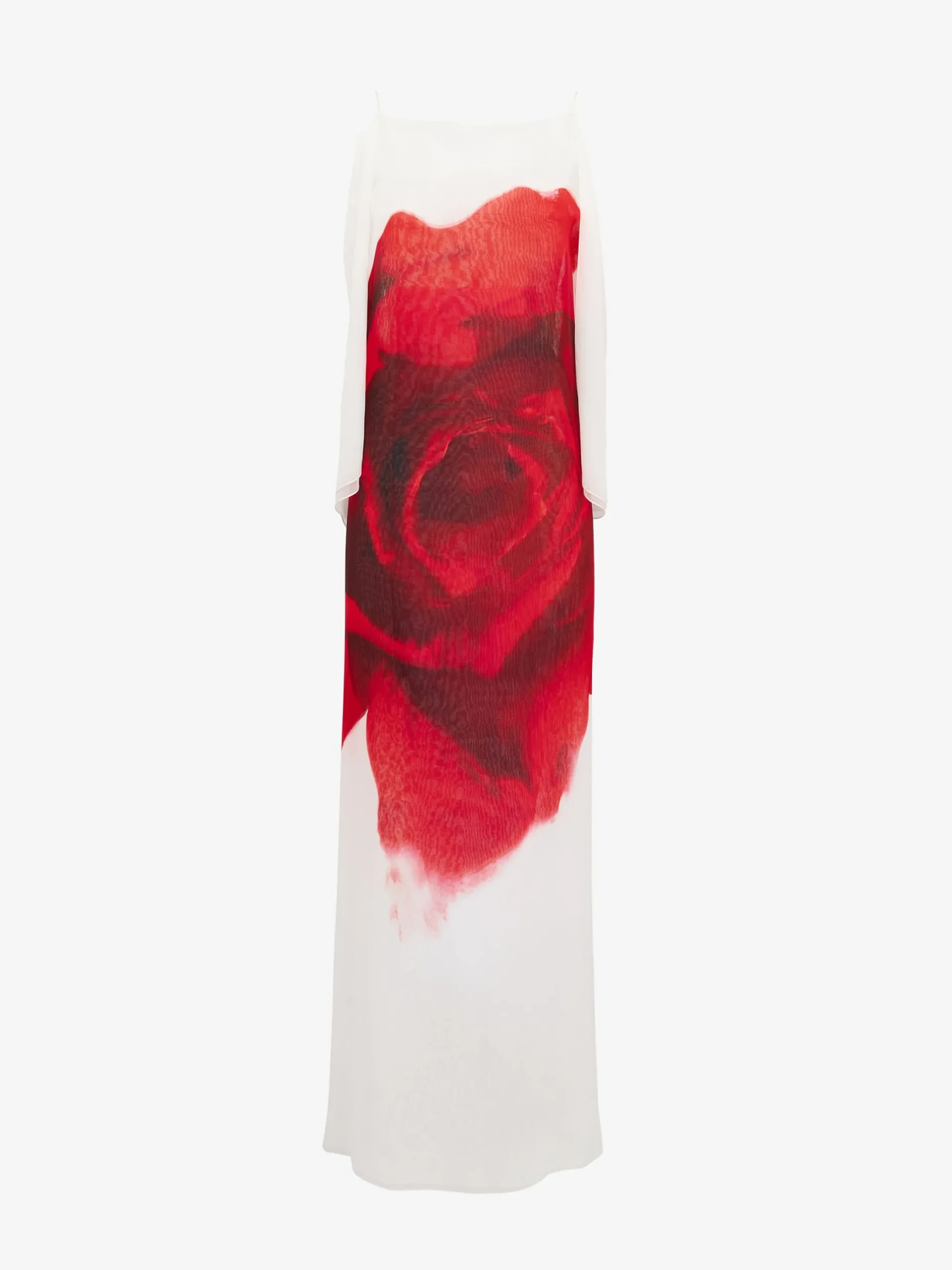 Cheap Alexander McQueen Women's Chiffon Bleeding Rose Slip Dress in Optic White