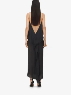 Discount Alexander McQueen Women's Chiffon Shadow Rose Slip Dress in Black
