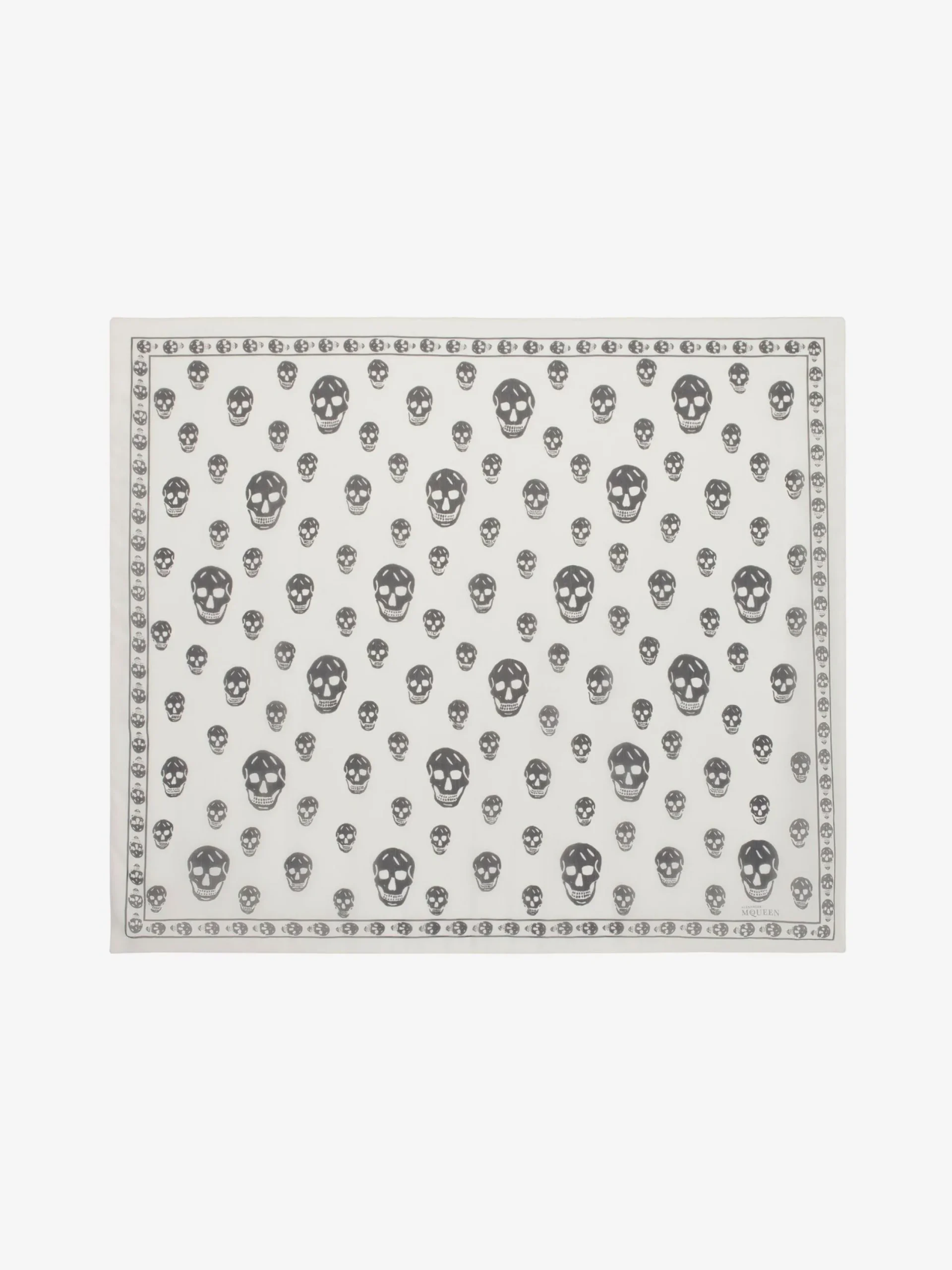 Sale Alexander McQueen Women's Classic Silk Chiffon Skull Scarf in Ivory/Black