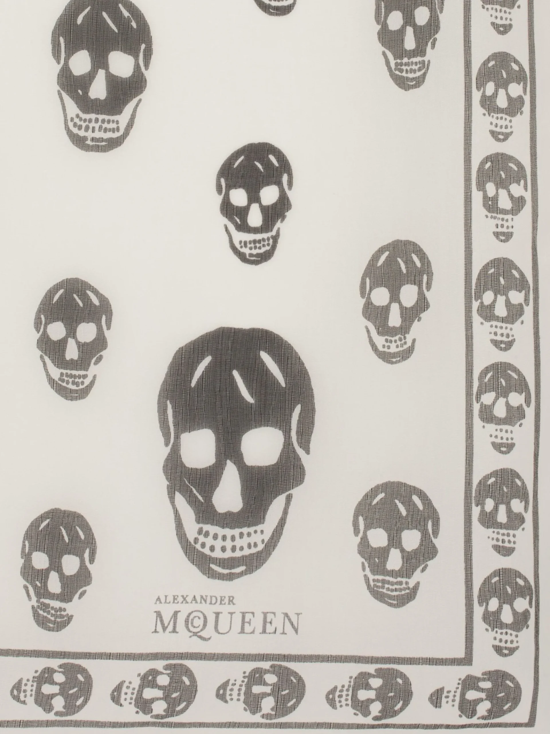 Sale Alexander McQueen Women's Classic Silk Chiffon Skull Scarf in Ivory/Black