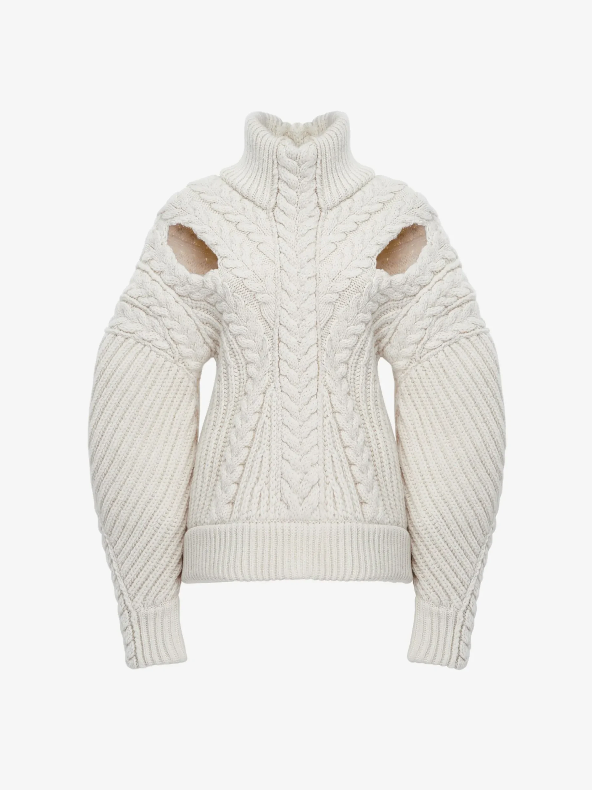 Cheap Alexander McQueen Women's Cocoon Sleeve Cable Jumper in Ivory