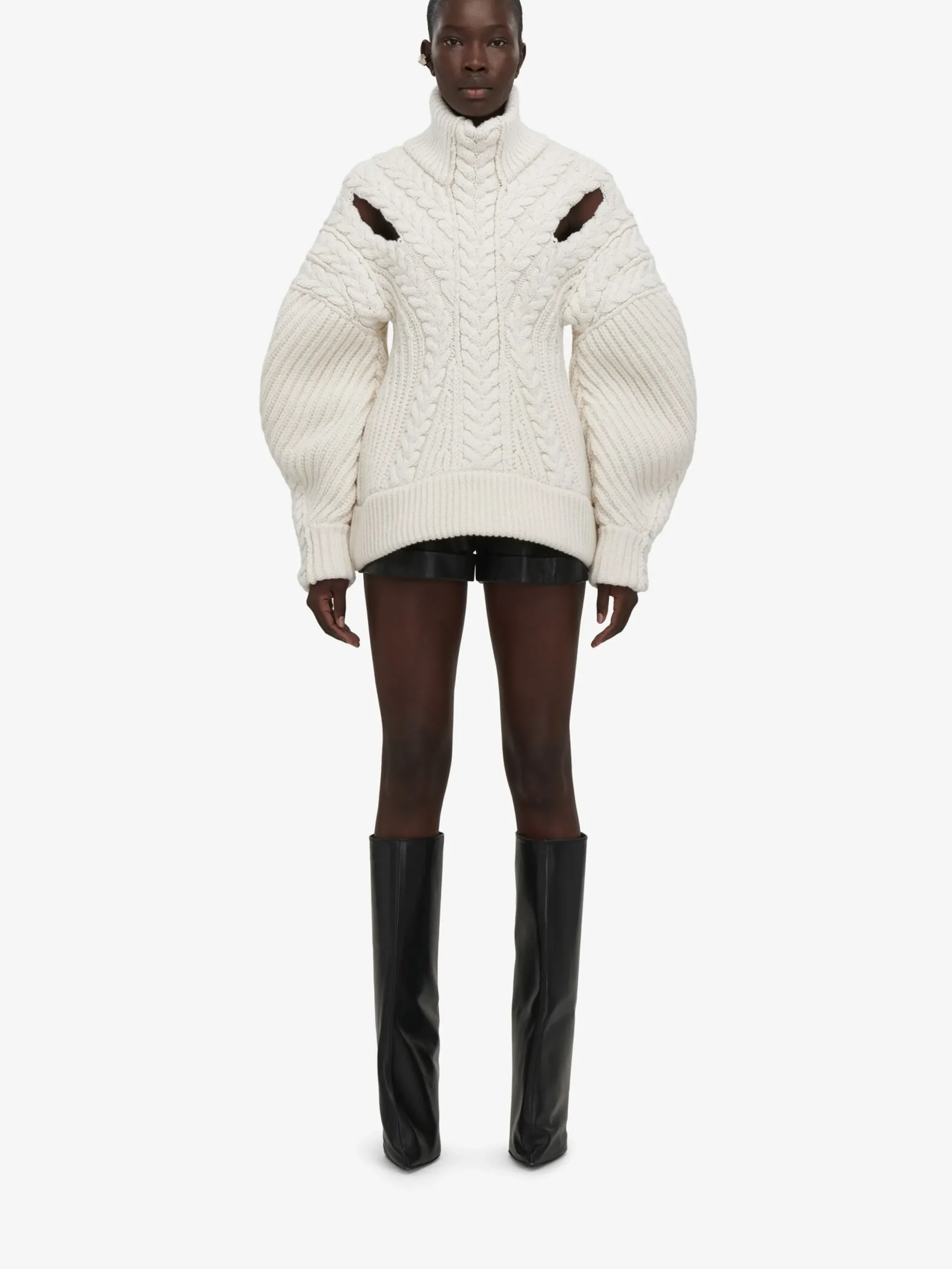 Cheap Alexander McQueen Women's Cocoon Sleeve Cable Jumper in Ivory