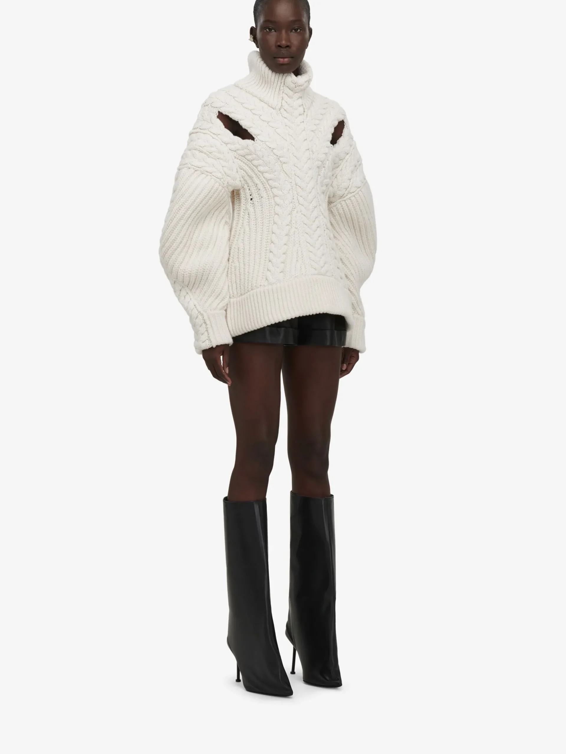 Cheap Alexander McQueen Women's Cocoon Sleeve Cable Jumper in Ivory