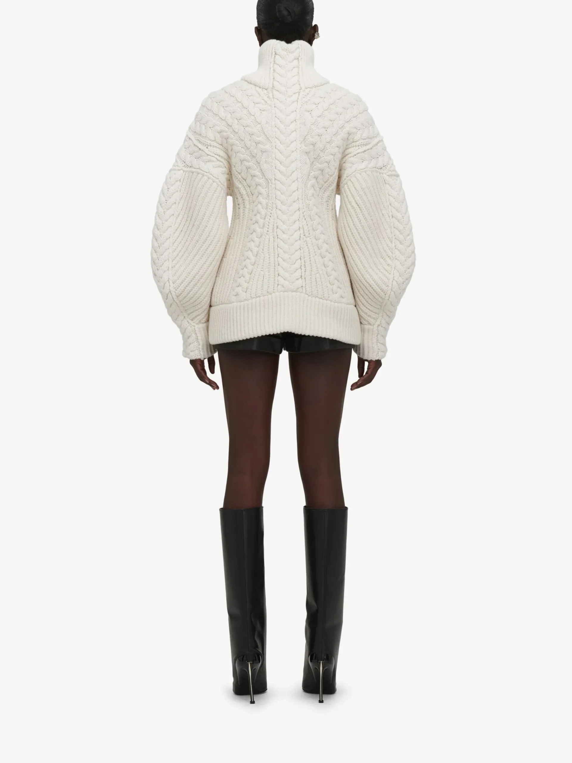Cheap Alexander McQueen Women's Cocoon Sleeve Cable Jumper in Ivory