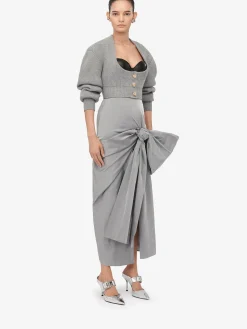 Store Alexander McQueen Women's Cocoon Sleeve Cardigan in Grey Melange