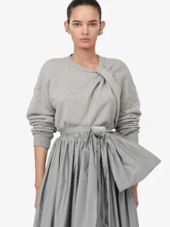 Sale Alexander McQueen Women's Cocoon Sleeve Sweatshirt in Grey Melange