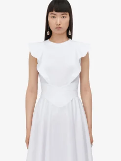 Hot Alexander McQueen Women's Corset Midi Skirt in Optic White