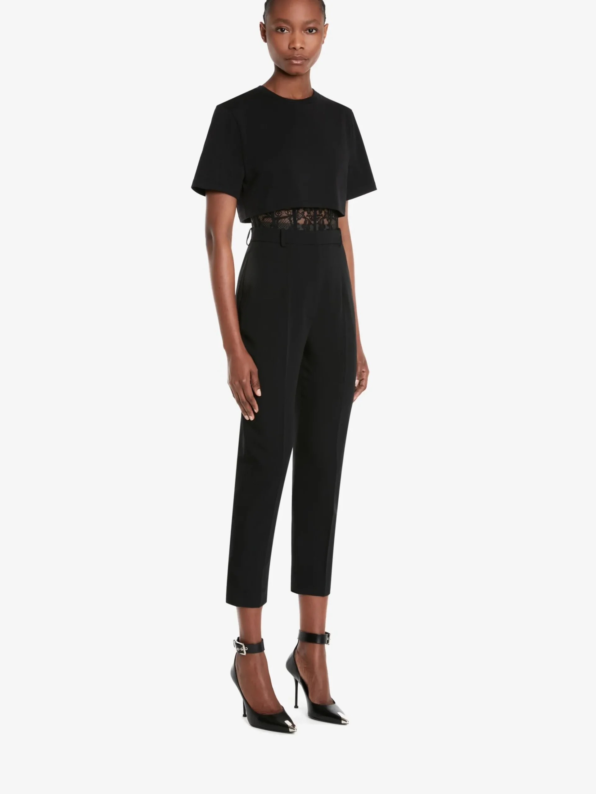 Store Alexander McQueen Women's Corset T-shirt in Black