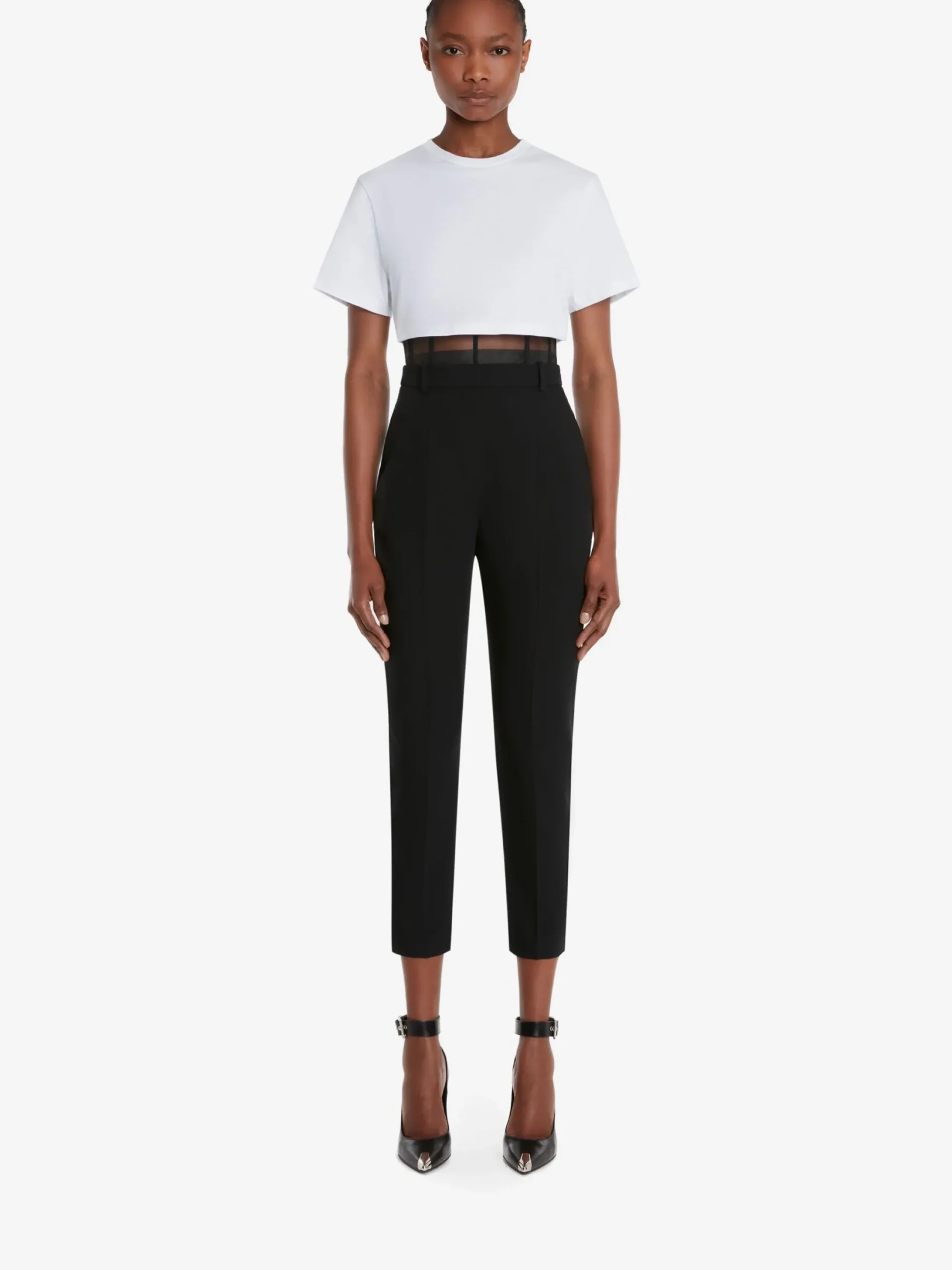 Outlet Alexander McQueen Women's Corset T-shirt in White/Black