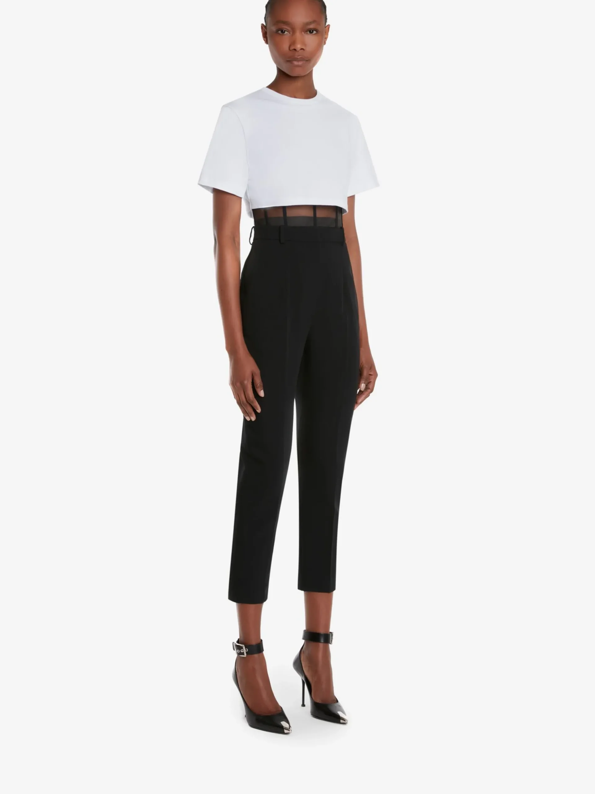 Outlet Alexander McQueen Women's Corset T-shirt in White/Black