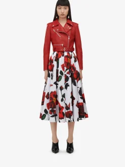 Store Alexander McQueen Women's Cropped Biker Jacket in Welsh Red