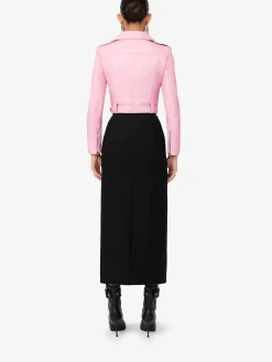 Shop Alexander McQueen Women's Cropped Biker Jacket in Pale Pink