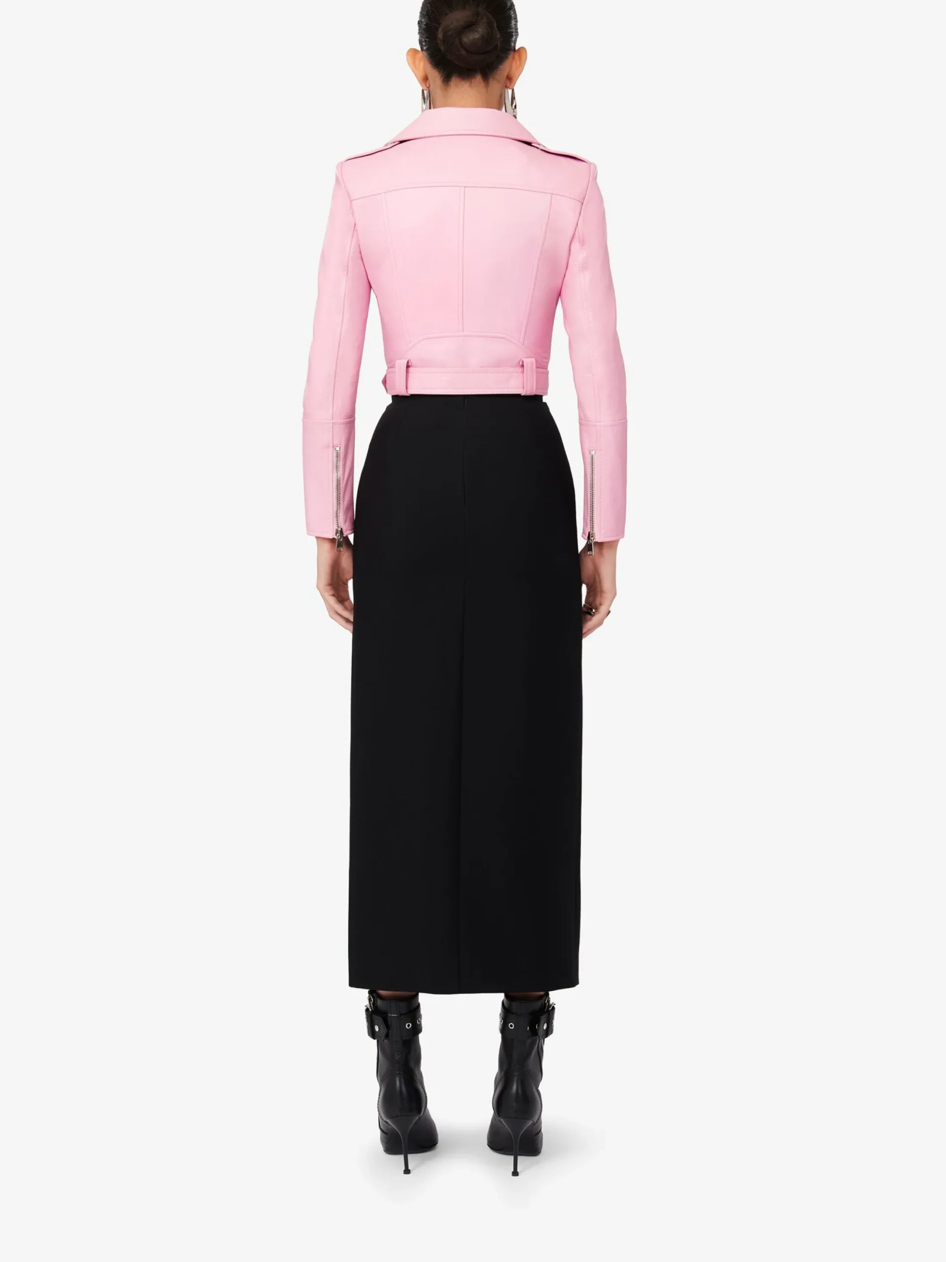 Shop Alexander McQueen Women's Cropped Biker Jacket in Pale Pink