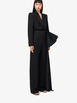 New Alexander McQueen Women's Cropped Tuxedo Jacket in Black