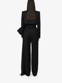 New Alexander McQueen Women's Cropped Tuxedo Jacket in Black