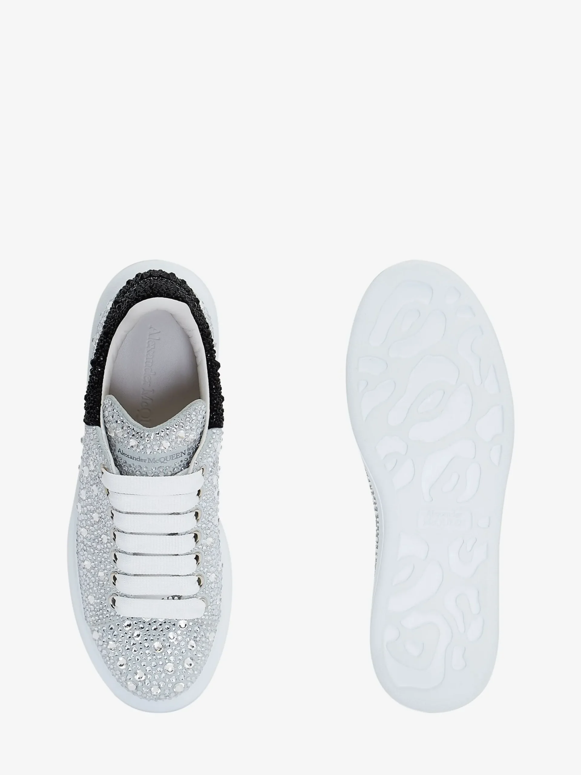 Fashion Alexander McQueen Women's Crystal-embellished Oversized Sneaker in White/Crystal