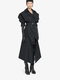 Shop Alexander McQueen Women's Cutaway Trench Coat in Black
