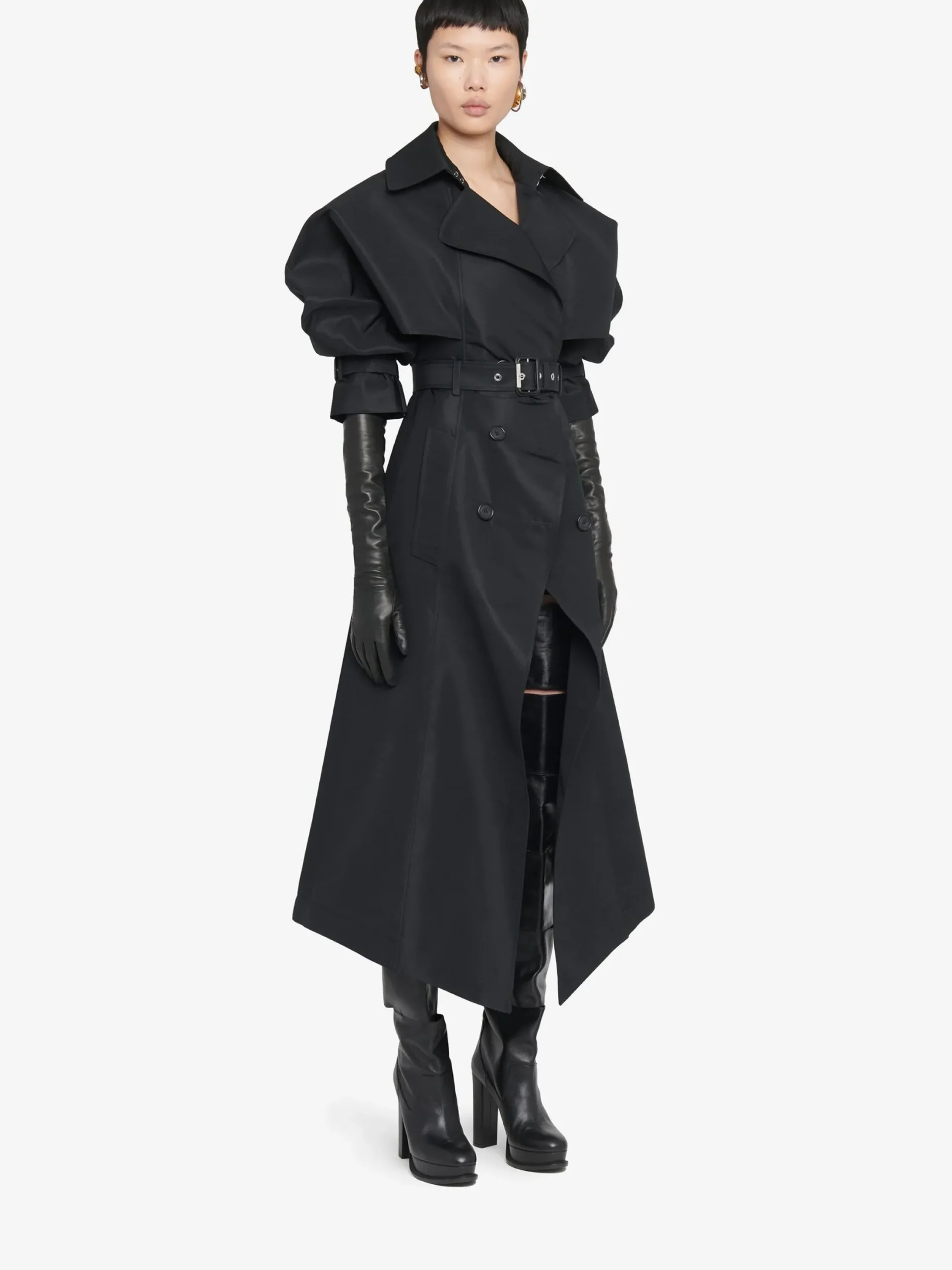 Shop Alexander McQueen Women's Cutaway Trench Coat in Black