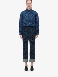 Clearance Alexander McQueen Women's Damask Asymmetric Shirt in Denim
