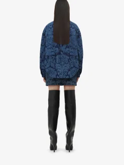 New Alexander McQueen Women's Damask Mini Skirt in Denim