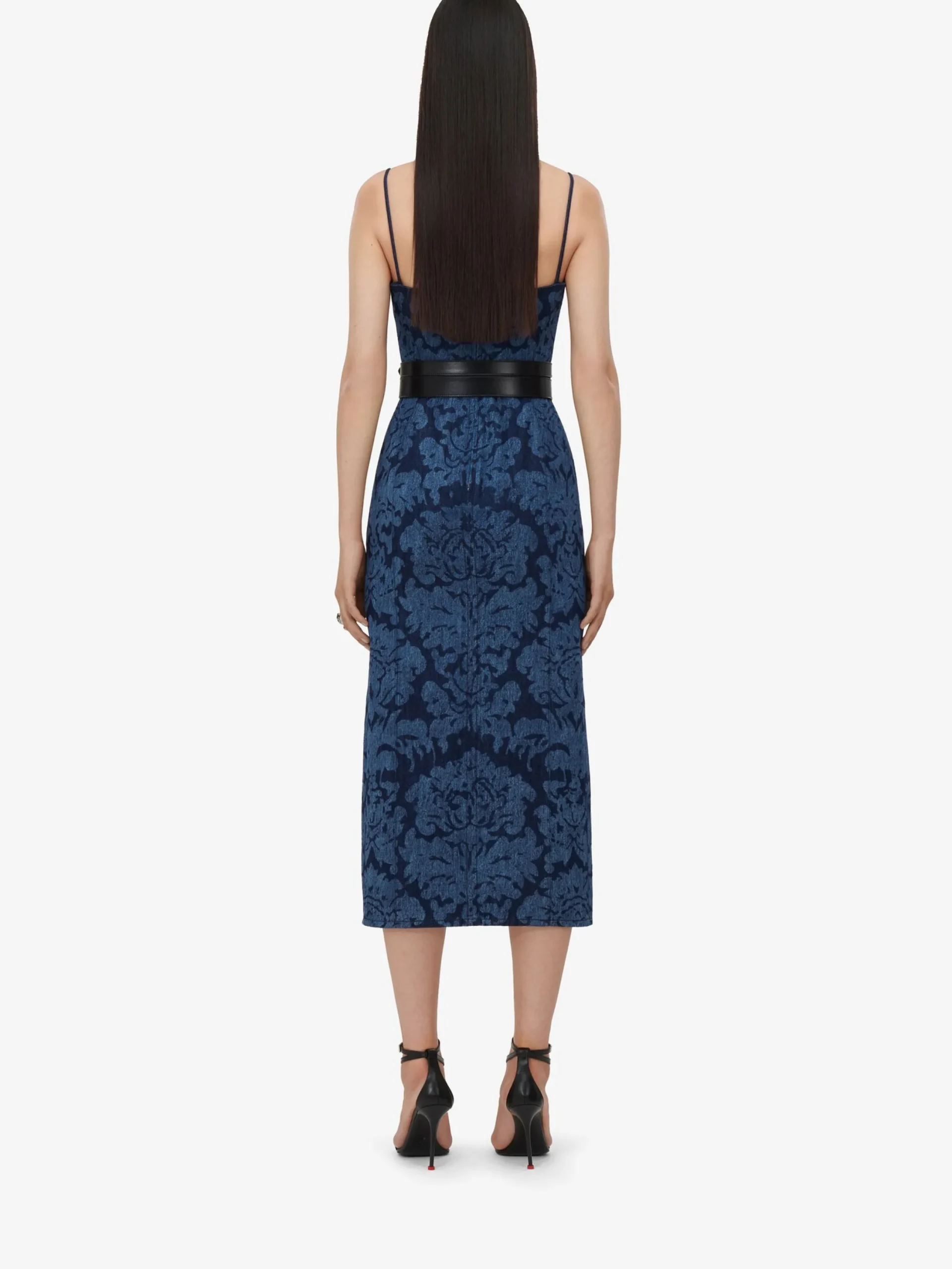 Fashion Alexander McQueen Women's Damask Pencil Dress in Denim